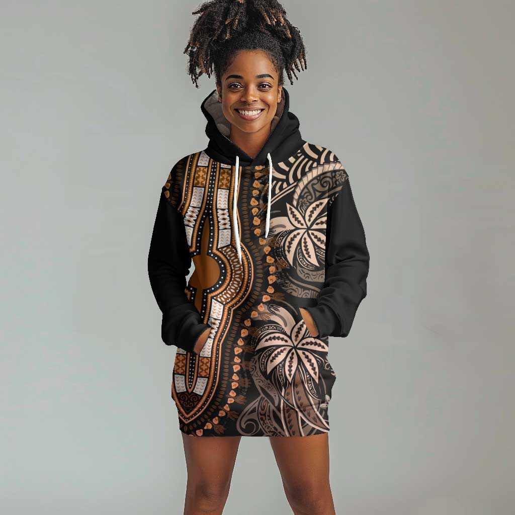 Polynesia Mixed African Dashiki Hoodie Dress Afro-pacific Culture - Gold by  AfricanPride