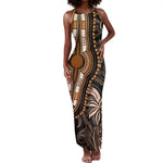 Polynesia Mixed African Dashiki Tank Maxi Dress Afro-pacific Culture - Gold