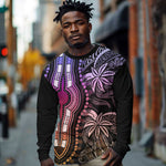 Polynesia Mixed African Dashiki Long Sleeve Shirt Afro-pacific Culture - Pastel