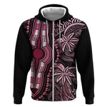 Polynesia Mixed African Dashiki Zip Hoodie Afro-pacific Culture - Pink
