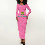 Pink South Africa Cricket Custom Long Sleeve Bodycon Dress African King Proteas Be Way Pink LT9