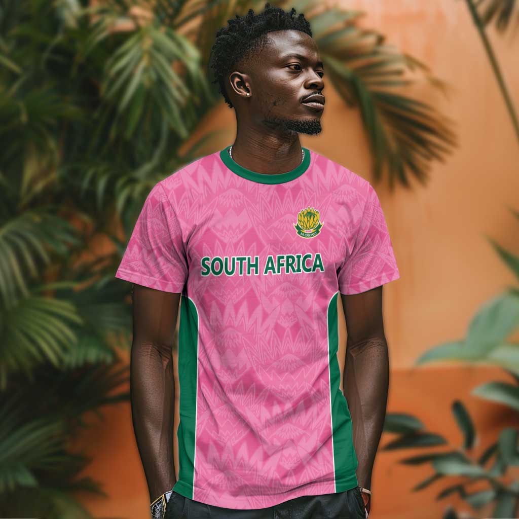 Pink South Africa Cricket Custom T shirt African King Proteas Be Way Pink