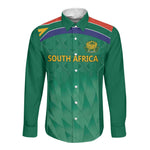 South Africa Cricket Custom Long Sleeve Button Shirt African King Proteas Green