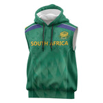 South Africa Cricket Custom Sleeveless Hoodie African King Proteas Green - African Pride