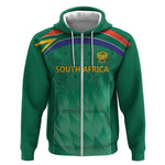 South Africa Cricket Custom Zip Hoodie African King Proteas Green