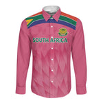 South Africa Cricket Custom Long Sleeve Button Shirt African King Proteas Pink