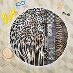 Africa Tribal Pattern Mixed Leopard Skin Beach Blanket - African Pride