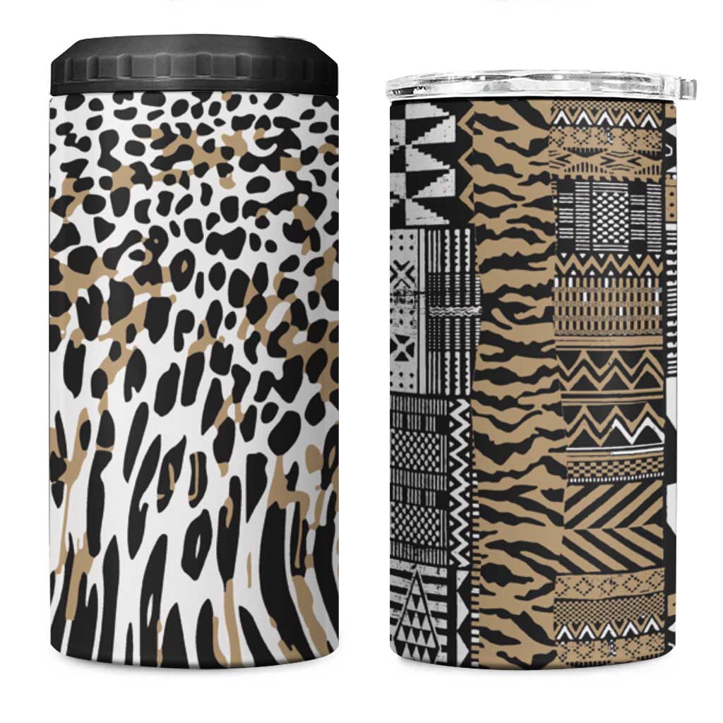 Africa Tribal Pattern Mixed Leopard Skin 4 in 1 Can Cooler Tumbler - African Pride