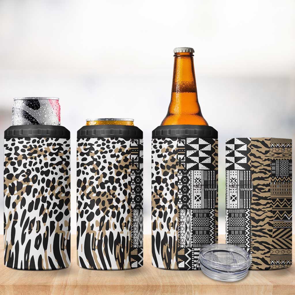 Africa Tribal Pattern Mixed Leopard Skin 4 in 1 Can Cooler Tumbler - African Pride