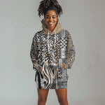 Africa Tribal Pattern Mixed Leopard Skin Hoodie Dress - African Pride