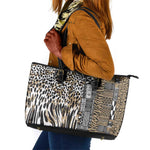 Africa Tribal Pattern Mixed Leopard Skin Leather Tote Bag - African Pride