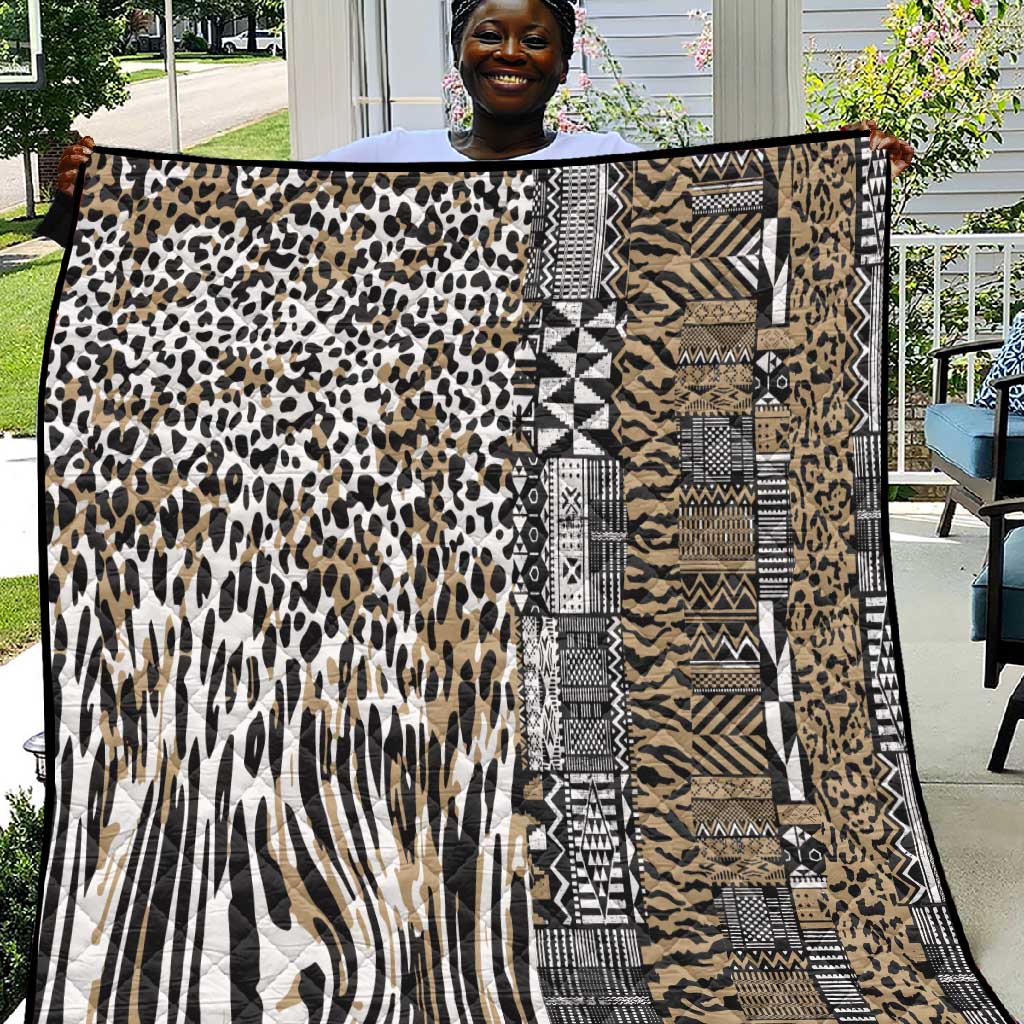 Africa Tribal Pattern Mixed Leopard Skin Quilt - African Pride