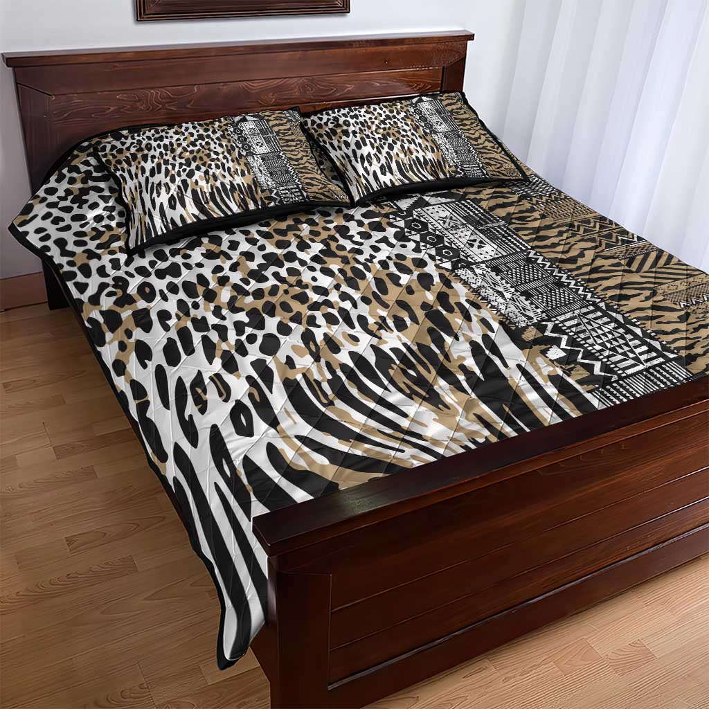 Africa Tribal Pattern Mixed Leopard Skin Quilt Bed Set - African Pride