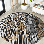 Africa Tribal Pattern Mixed Leopard Skin Round Carpet - African Pride