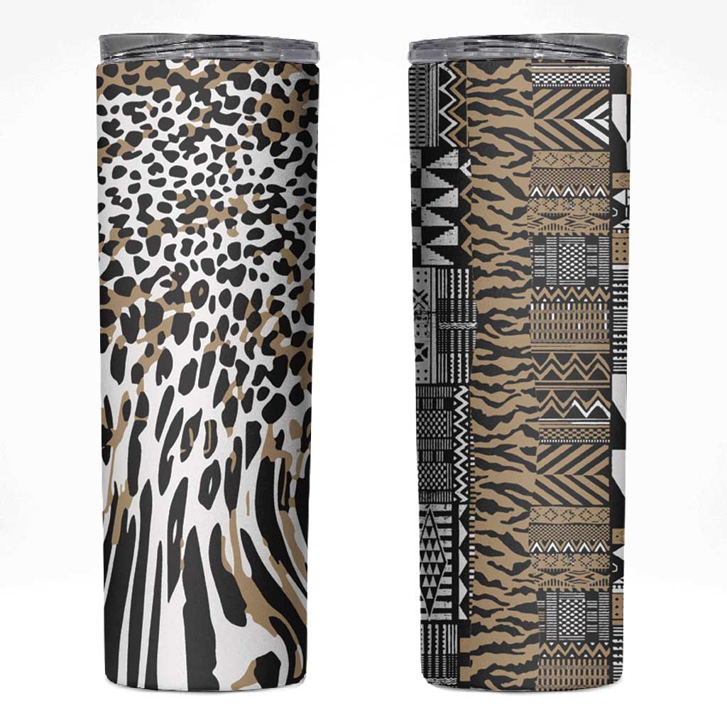 Africa Tribal Pattern Mixed Leopard Skin Skinny Tumbler - African Pride