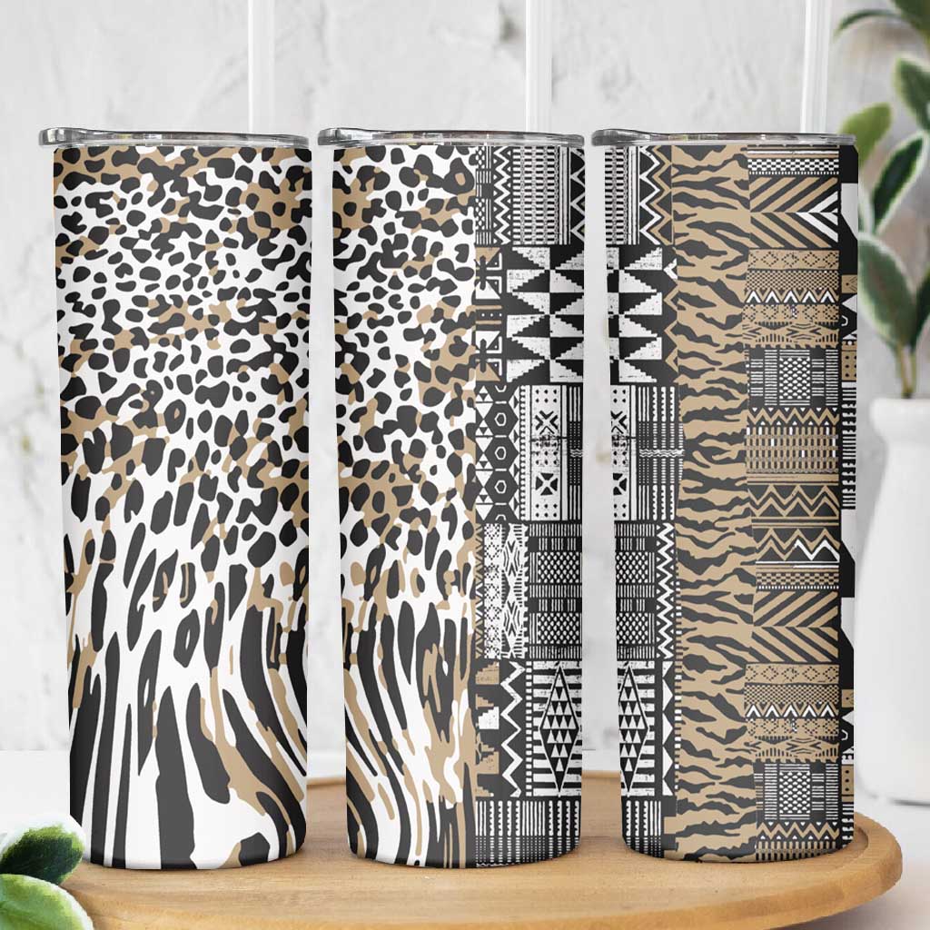 Africa Tribal Pattern Mixed Leopard Skin Skinny Tumbler - African Pride