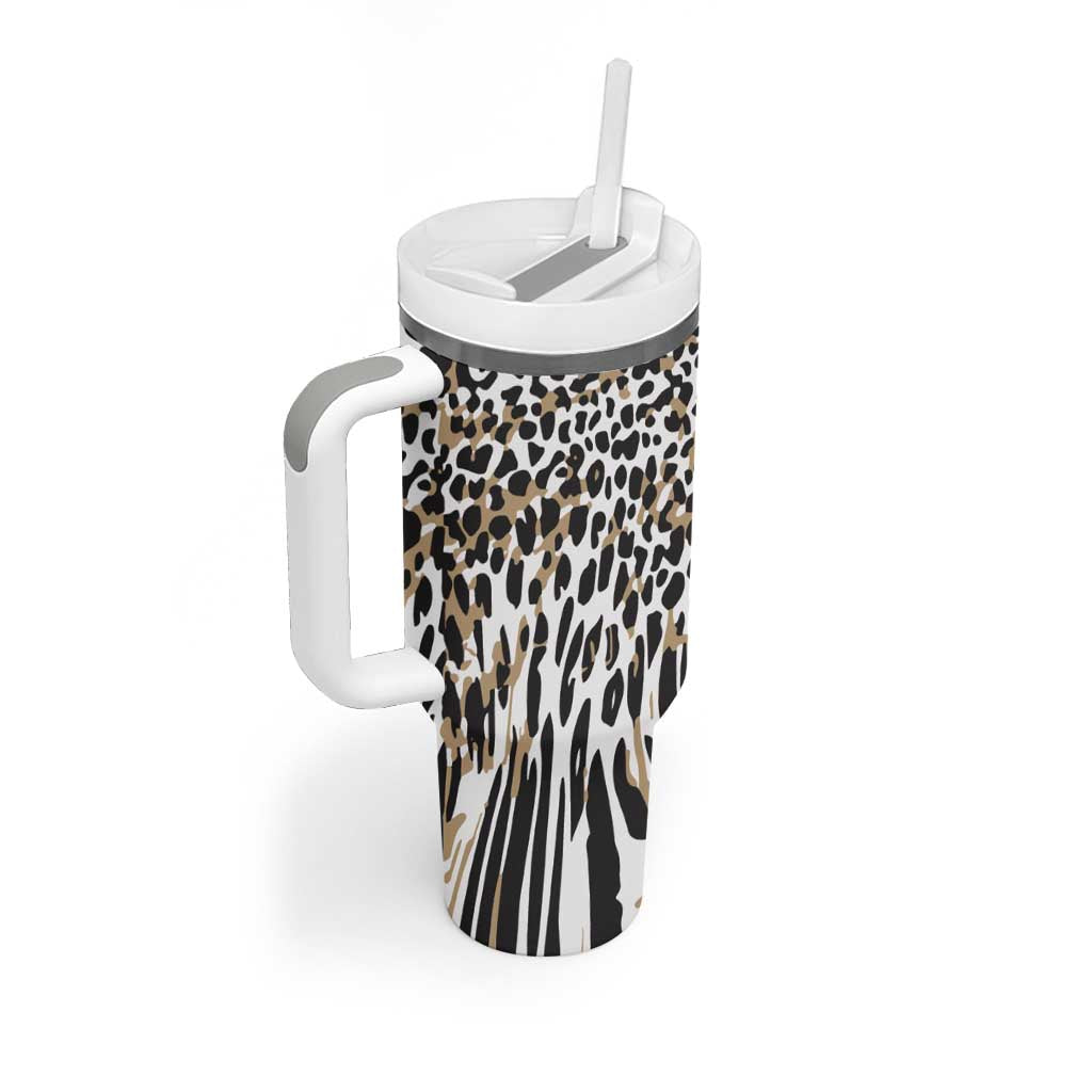 Africa Tribal Pattern Mixed Leopard Skin Tumbler With Handle - African Pride