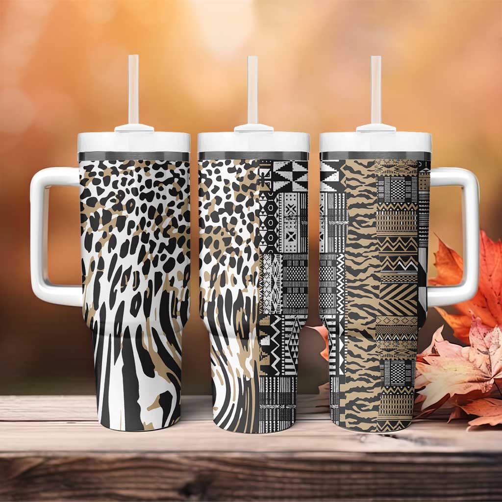Africa Tribal Pattern Mixed Leopard Skin Tumbler With Handle - African Pride