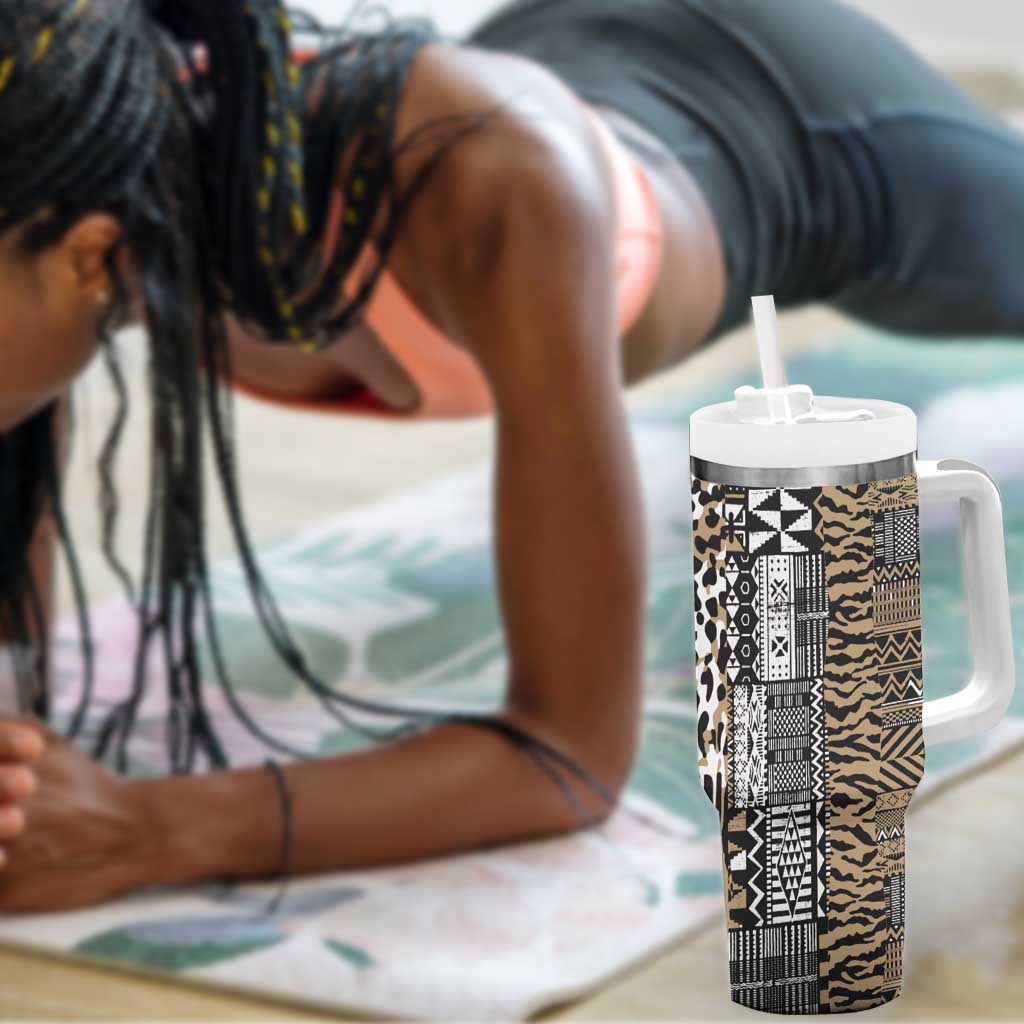 Africa Tribal Pattern Mixed Leopard Skin Tumbler With Handle - African Pride