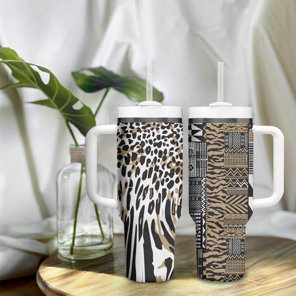 Africa Tribal Pattern Mixed Leopard Skin Tumbler With Handle - African Pride