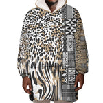 Africa Tribal Pattern Mixed Leopard Skin Wearable Blanket Hoodie - African Pride