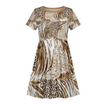 African Wild Animal Skins Kid Short Sleeve Dress Leopard Pattern - African Pride