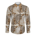African Wild Animal Skins Long Sleeve Button Shirt Leopard Pattern - African Pride