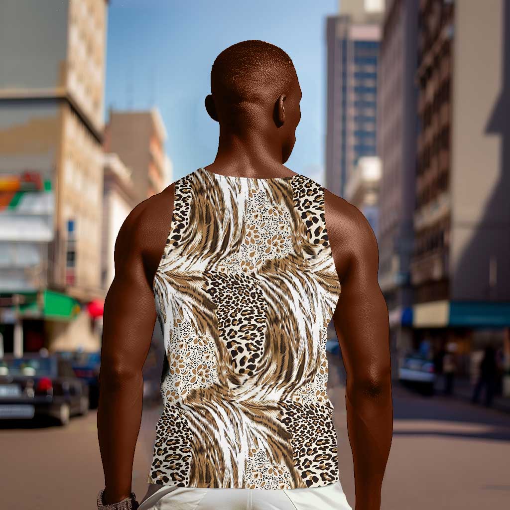 African Wild Animal Skins Men Tank Top Leopard Pattern - African Pride