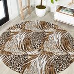 African Wild Animal Skins Round Carpet Leopard Pattern - African Pride
