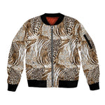 African Wild Animal Skins Sleeve Zip Bomber Jacket Leopard Pattern - African Pride