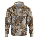 African Wild Animal Skins Zip Hoodie Leopard Pattern - African Pride