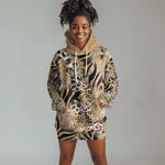 African Wild Animal Skins Hoodie Dress Zebra Tiger Leopard Mix Skin - African Pride