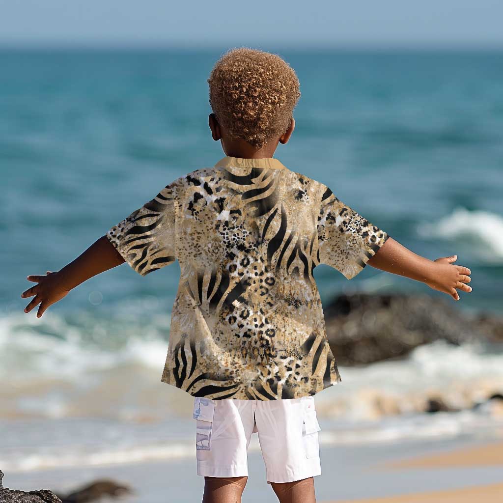 African Wild Animal Skins Kid Hawaiian Shirt Zebra Tiger Leopard Mix Skin - African Pride