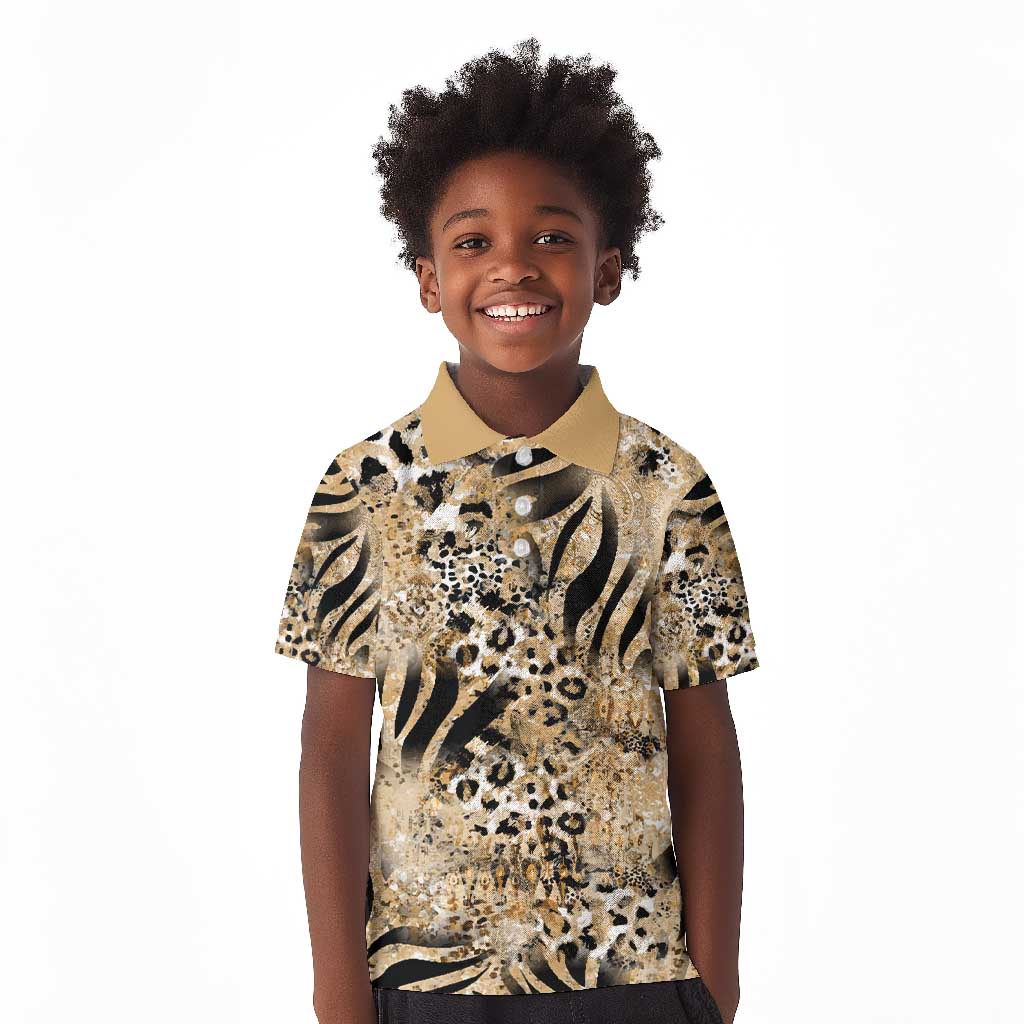 African Wild Animal Skins Kid Polo Shirt Zebra Tiger Leopard Mix Skin - African Pride