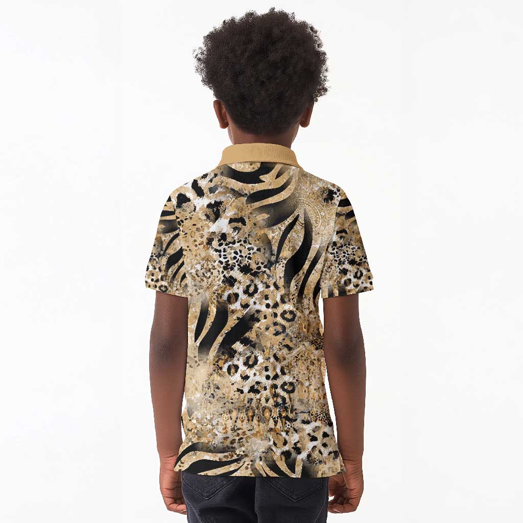 African Wild Animal Skins Kid Polo Shirt Zebra Tiger Leopard Mix Skin - African Pride