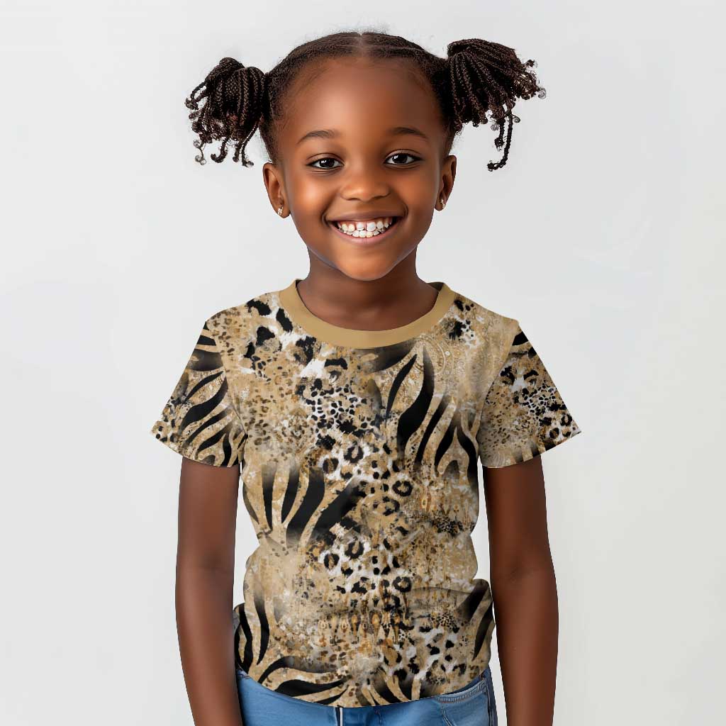 African Wild Animal Skins Kid T shirt Zebra Tiger Leopard Mix Skin - African Pride