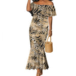 African Wild Animal Skins Mermaid Dress Zebra Tiger Leopard Mix Skin - African Pride