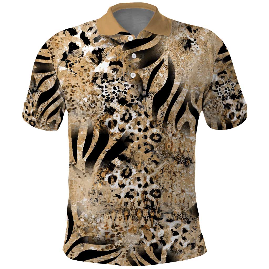 African Wild Animal Skins Polo Shirt Zebra Tiger Leopard Mix Skin - African Pride