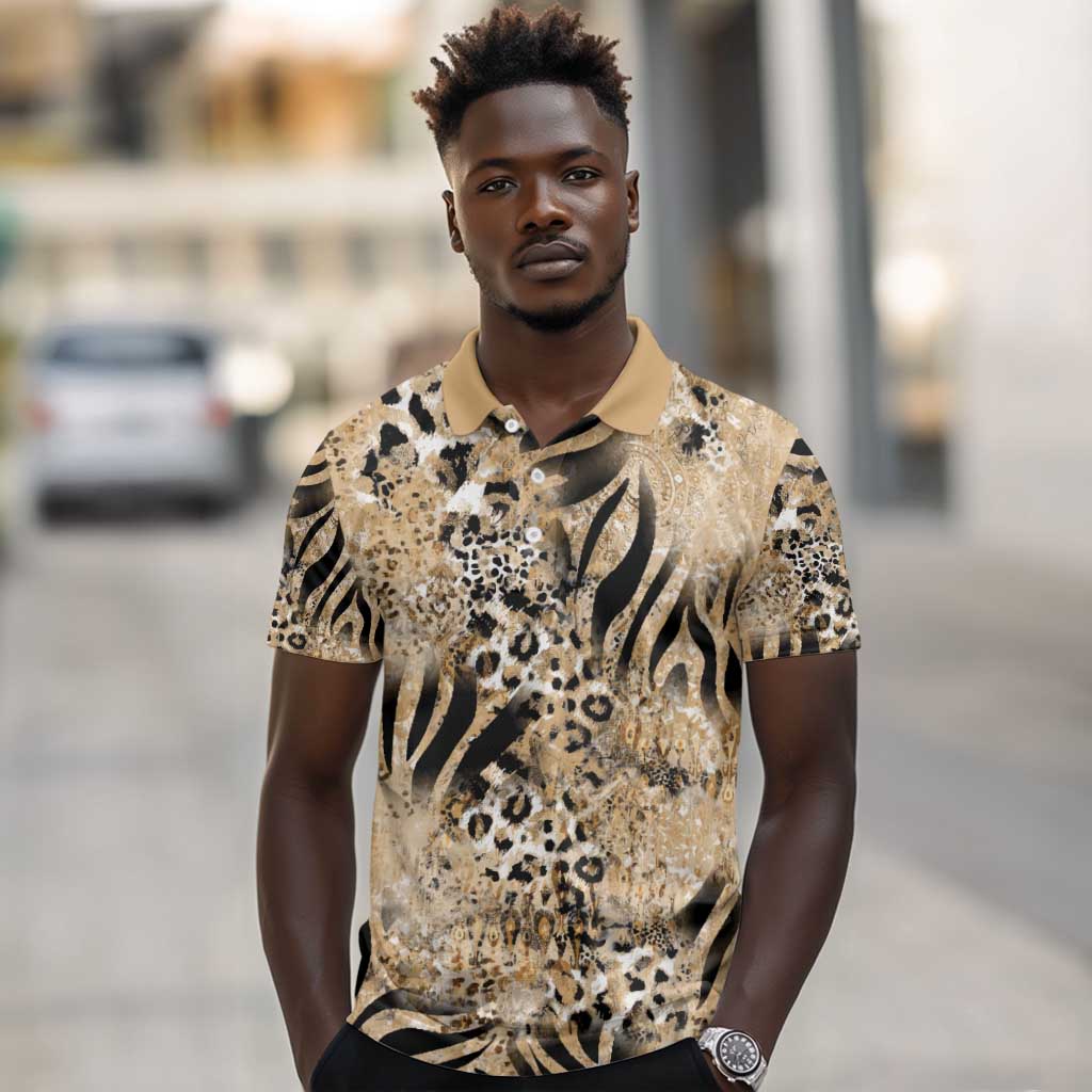 African Wild Animal Skins Polo Shirt Zebra Tiger Leopard Mix Skin - African Pride
