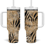 African Wild Animal Skins Tumbler With Handle Zebra Tiger Leopard Mix Skin - African Pride