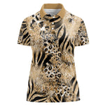 African Wild Animal Skins Women Polo Shirt Zebra Tiger Leopard Mix Skin - African Pride