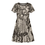 African Wild Animal Skins Kid Short Sleeve Dress Snake and Crocodile Mix Skin - African Pride