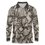 African Wild Animal Skins Long Sleeve Polo Shirt Snake and Crocodile Mix Skin - African Pride