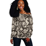 African Wild Animal Skins Off Shoulder Sweater Snake and Crocodile Mix Skin - African Pride
