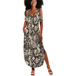 African Wild Animal Skins Summer Maxi Dress Snake and Crocodile Mix Skin - African Pride