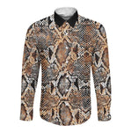 African Wild Animal Skins Long Sleeve Button Shirt Vintage Snake Skin Pattern - African Pride