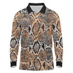 African Wild Animal Skins Long Sleeve Polo Shirt Vintage Snake Skin Pattern - African Pride