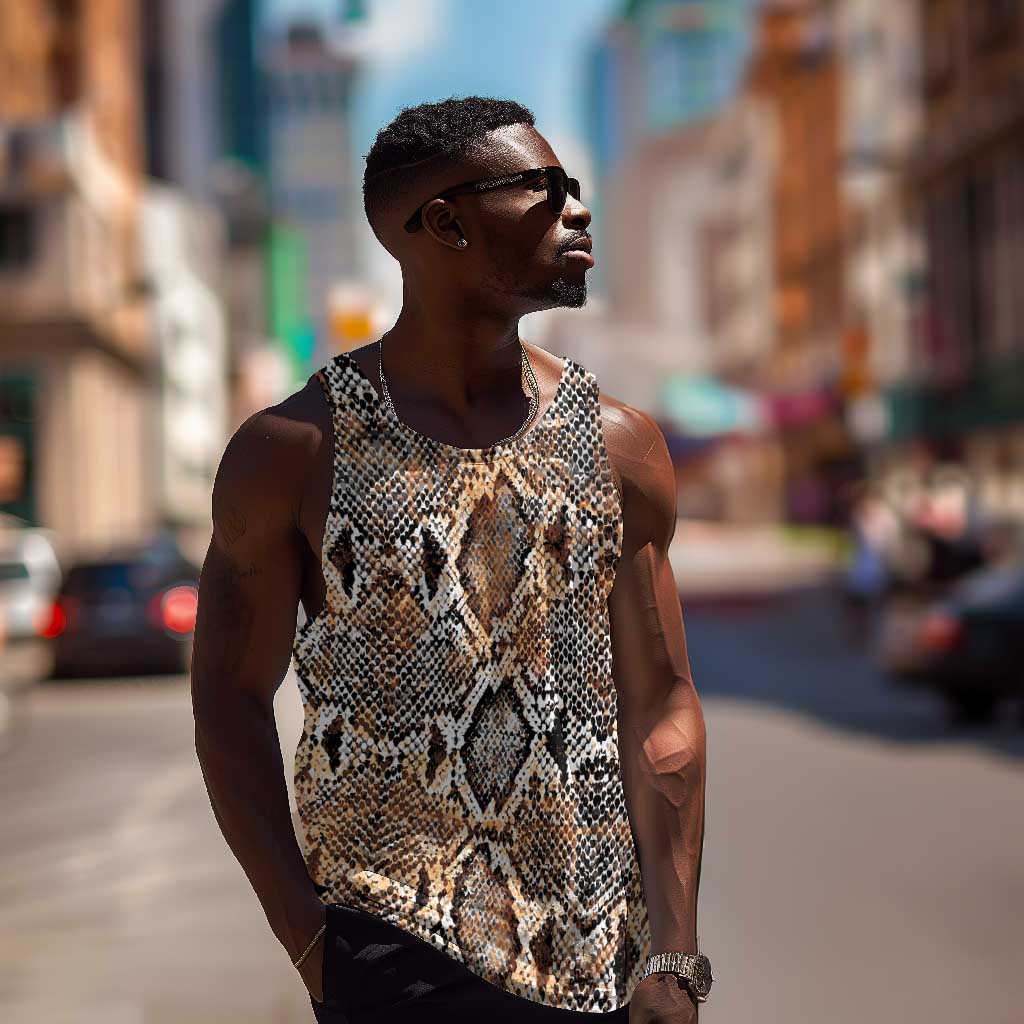 African Wild Animal Skins Men Tank Top Vintage Snake Skin Pattern - African Pride