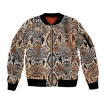 African Wild Animal Skins Sleeve Zip Bomber Jacket Vintage Snake Skin Pattern - African Pride
