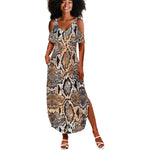 African Wild Animal Skins Summer Maxi Dress Vintage Snake Skin Pattern - African Pride
